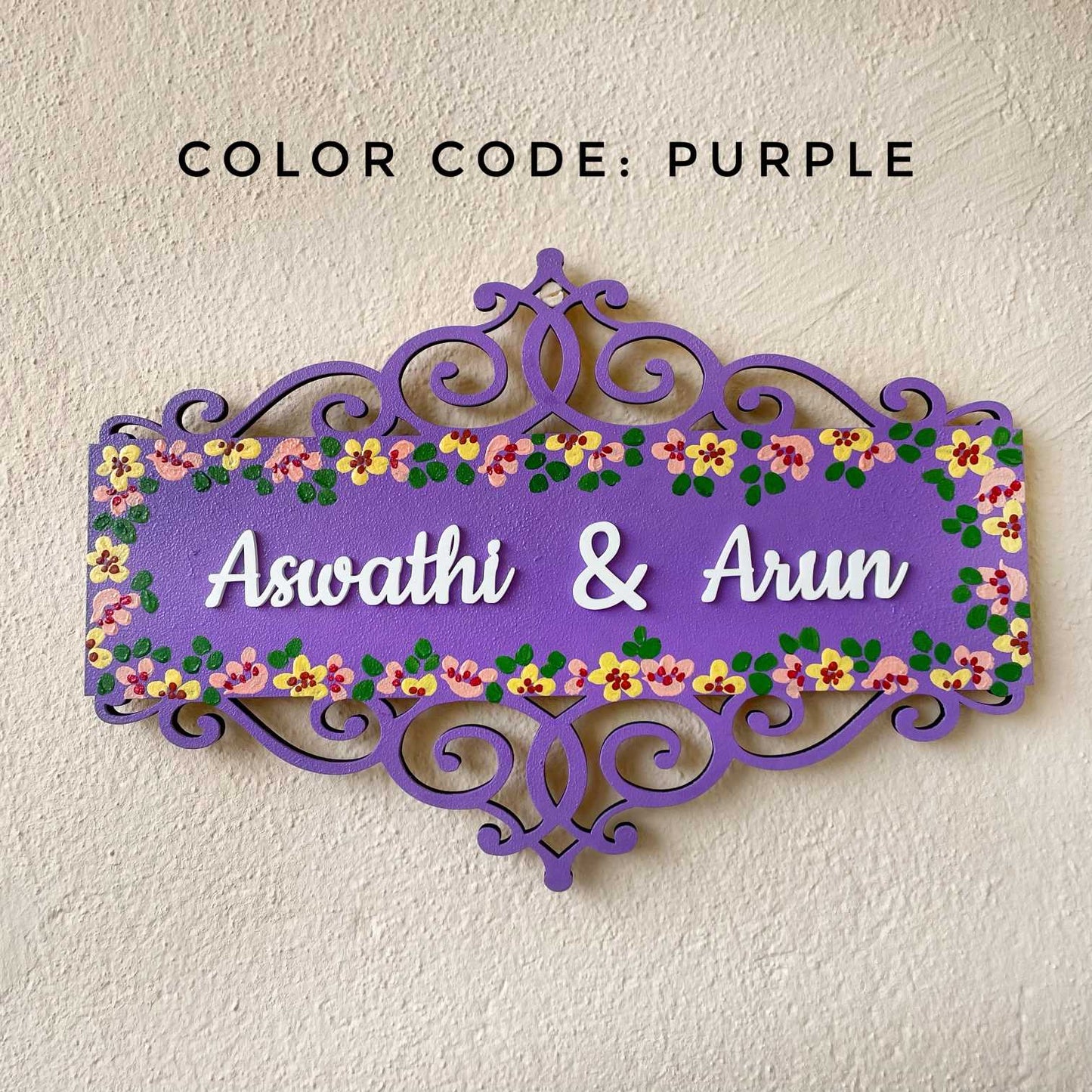 Classic Floral Name Plate - Custom color